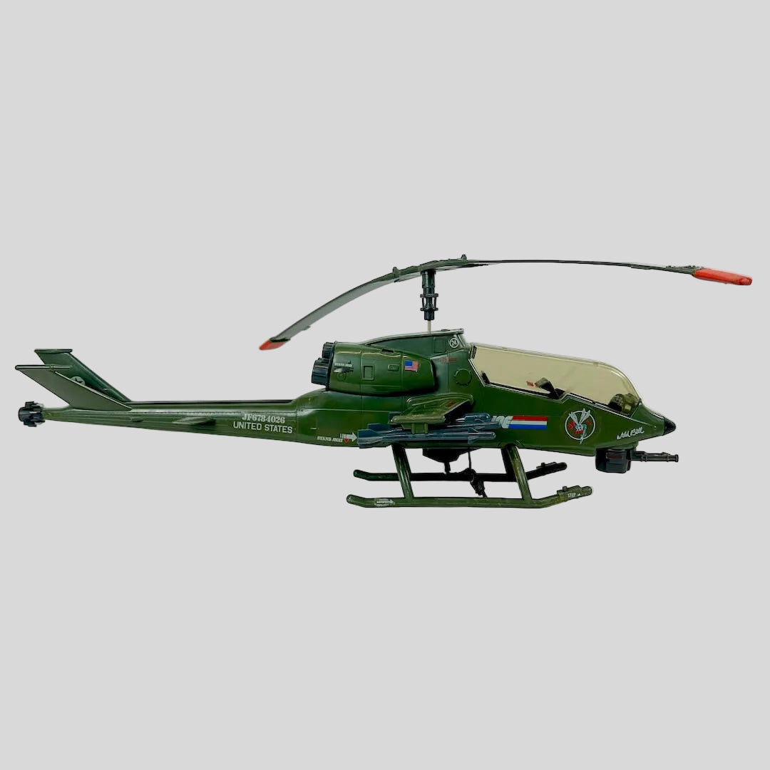Green helicopter model on a white background
