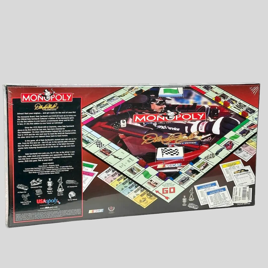 Monopoly NASCAR board game packaging on a white background