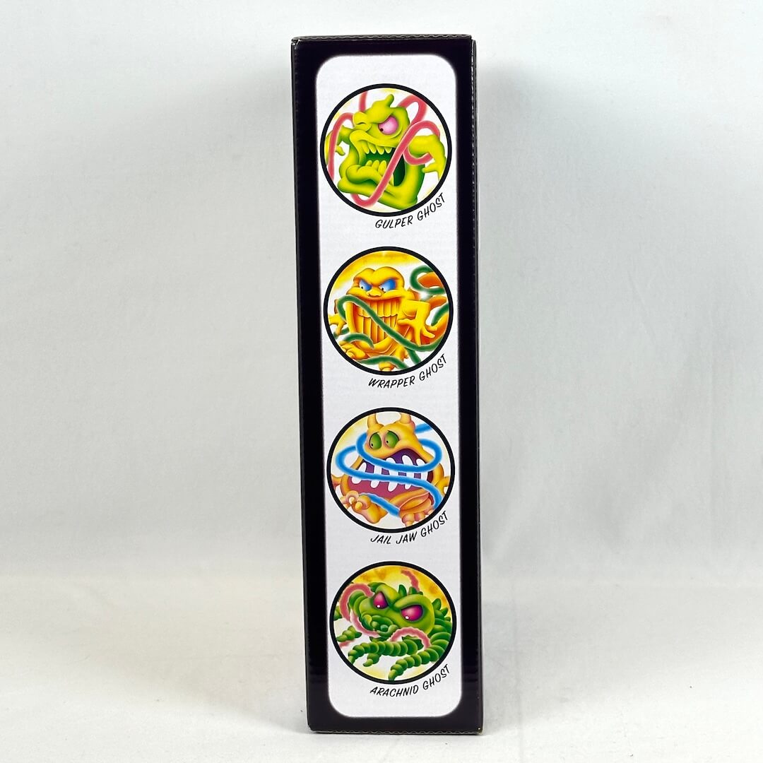 Packaged toy with colorful ghost designs on a white background