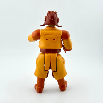 Toy figure with yellow and brown outfit on a white background