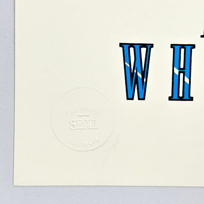 Bottom left corner of poster featuring embossed seal from artist. 