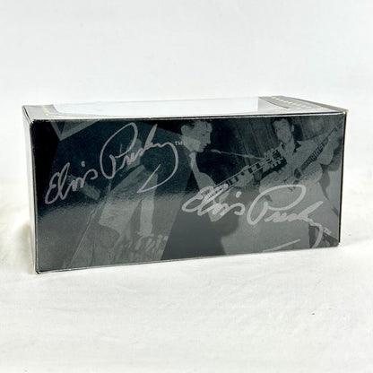 Backside of Matchbox car set with Elvis Presley branding and facsimile signatures. 