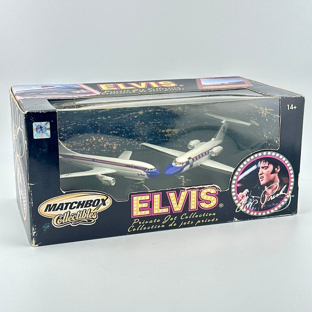 Matchbox Collectibles Elvis airplane model in packaging on a white background