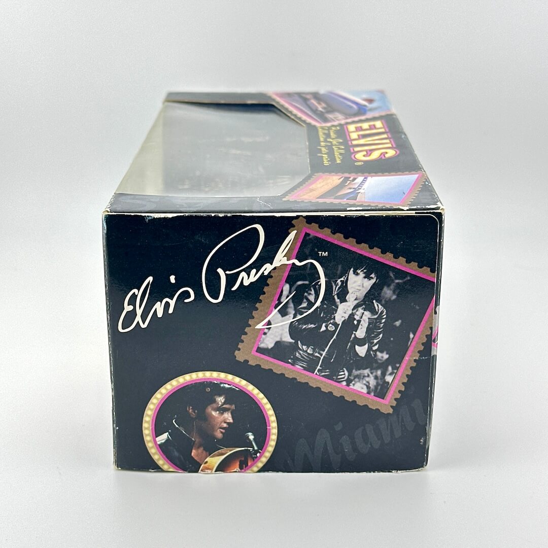 Elvis Presley product packaging with images and signature on a white background
