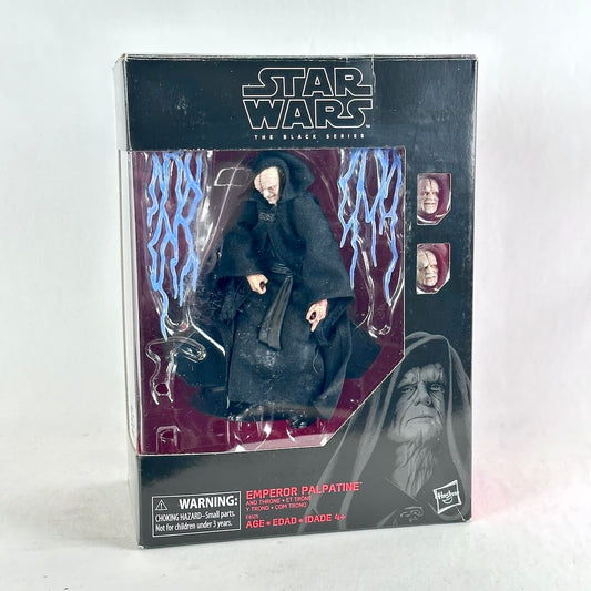 Star Wars The Black Series Emperor Palpatine action figure in its original window box packaging.