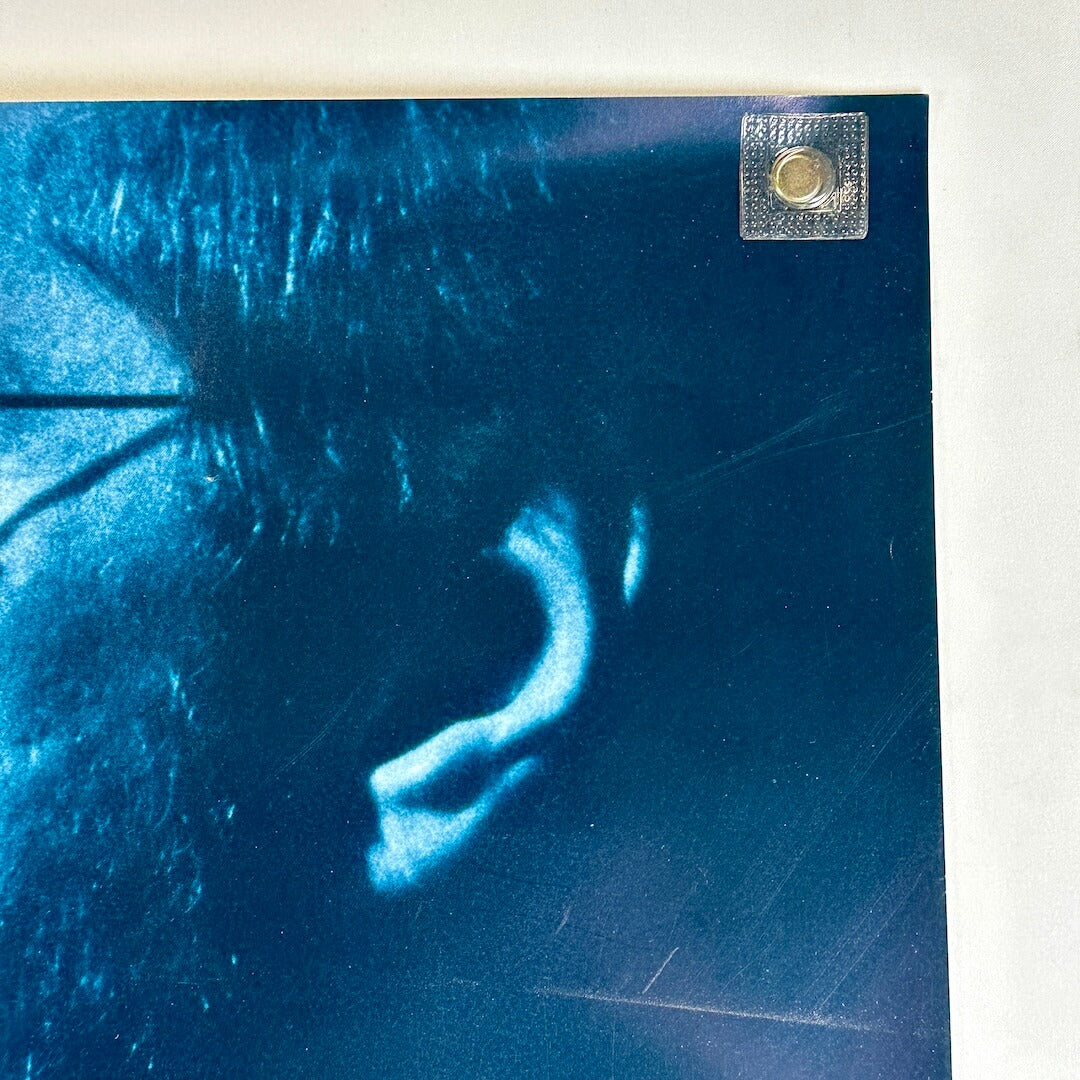 Top right corner in good condition, some scratches visible. 