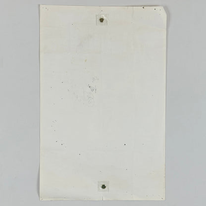 Backside of poster against white background. 