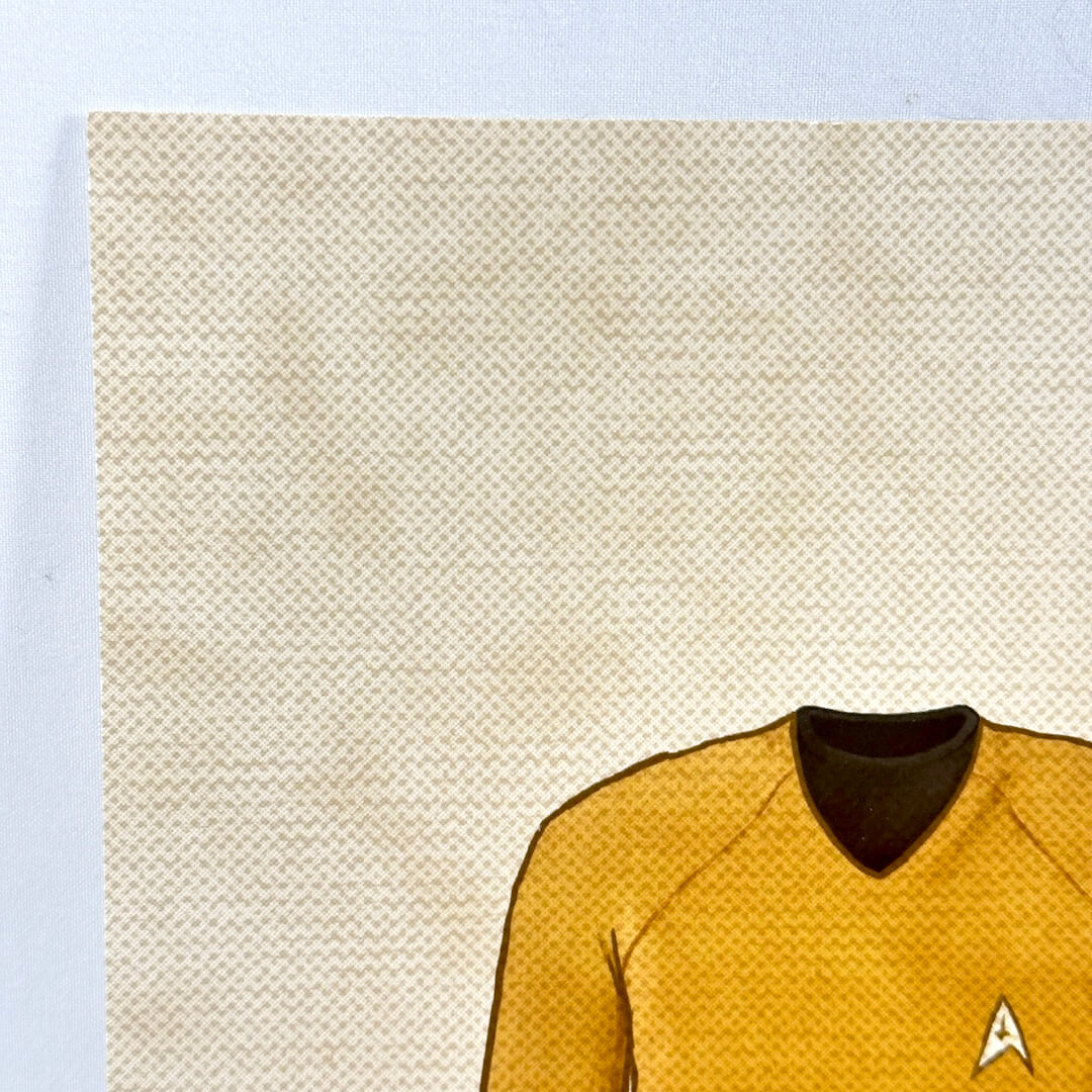 Upper left corner of print with undamaged corner and edges. 
