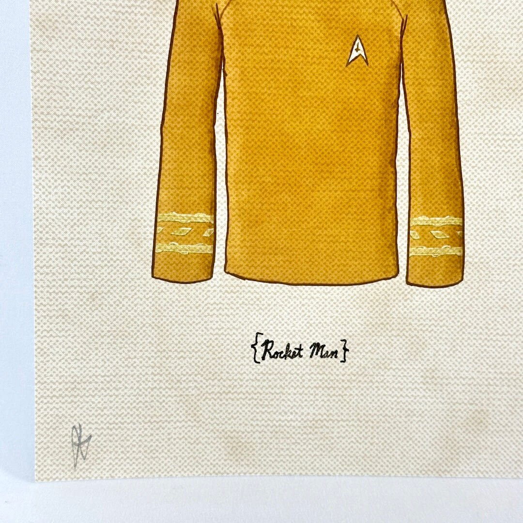Lower left corner of print with undamaged corner and edges, featuring artist signature in pencil. 