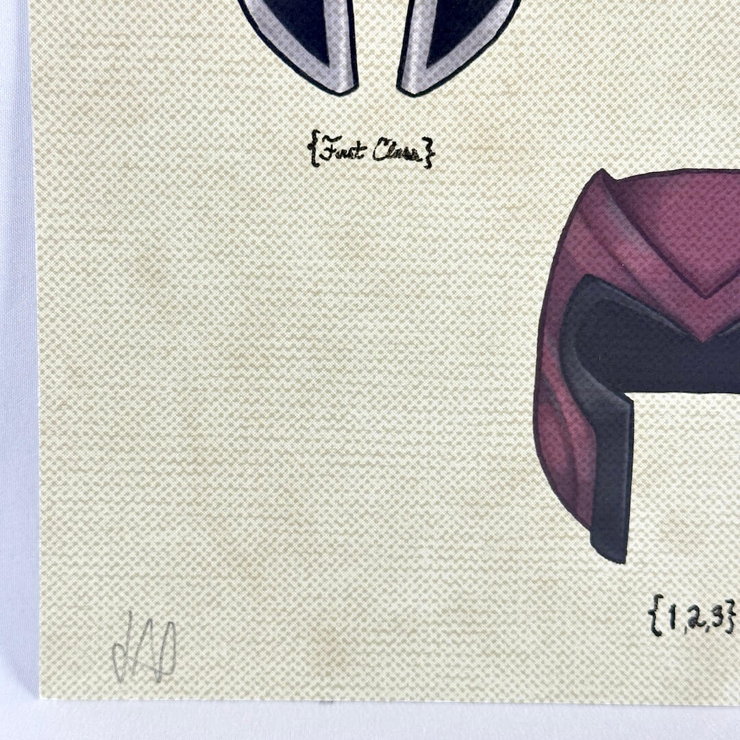 Lower left corner of print with undamaged edges and corner, featuring artist signature in pencil. 