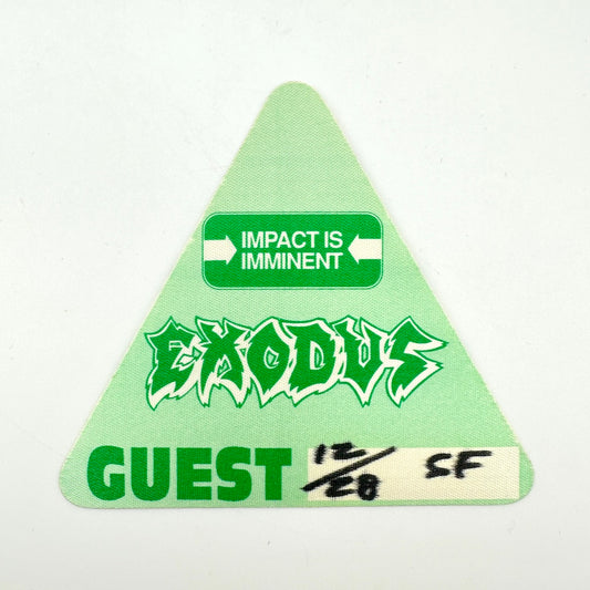 A green triangular patch with the word 'EXODUS' in stylized green and white lettering.