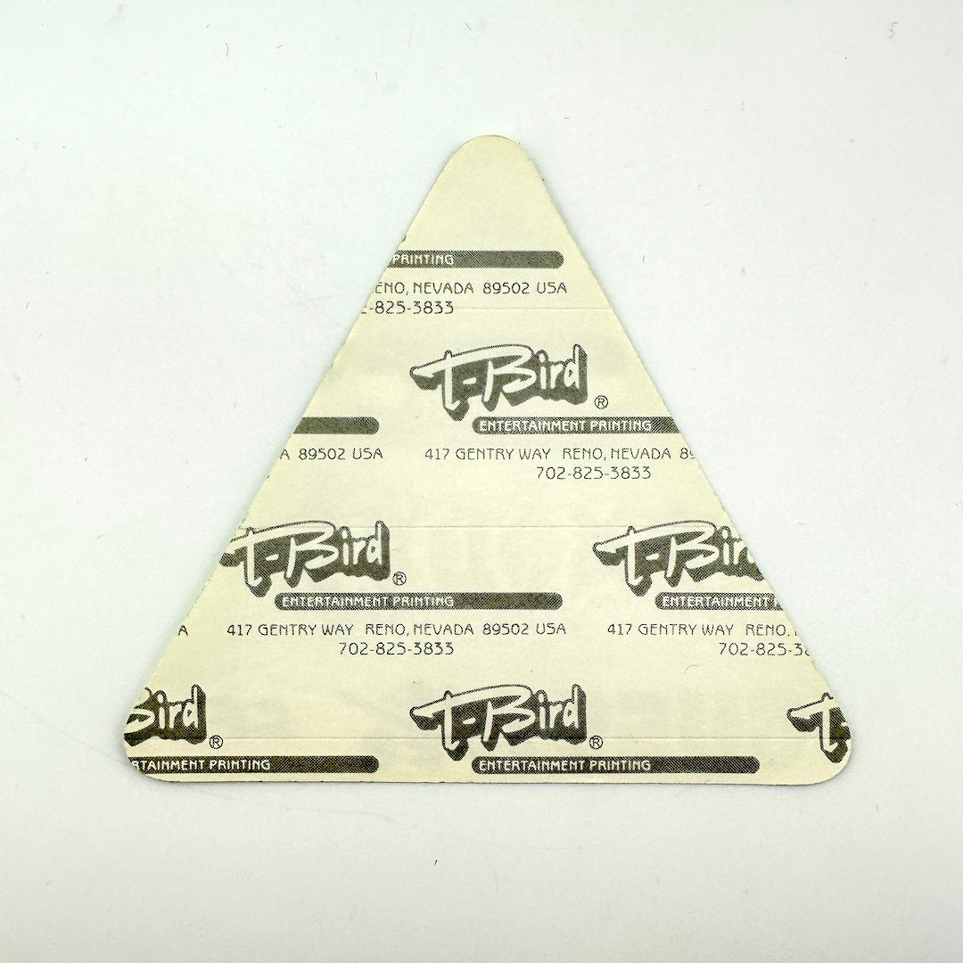 Backside of backstage pass showing intact paper backing and no damage. 