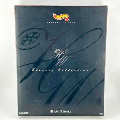 Hot Wheels Classic Collection Special Edition FAO Schwarz model car box, featuring a black cover.