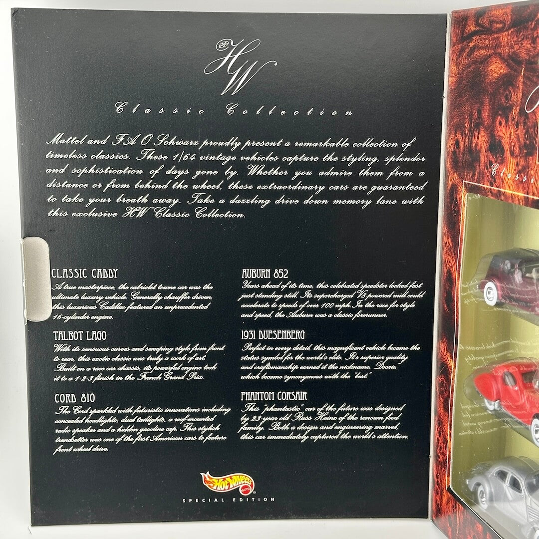Hot Wheels Classic Collection special edition display box showing printed insert card.