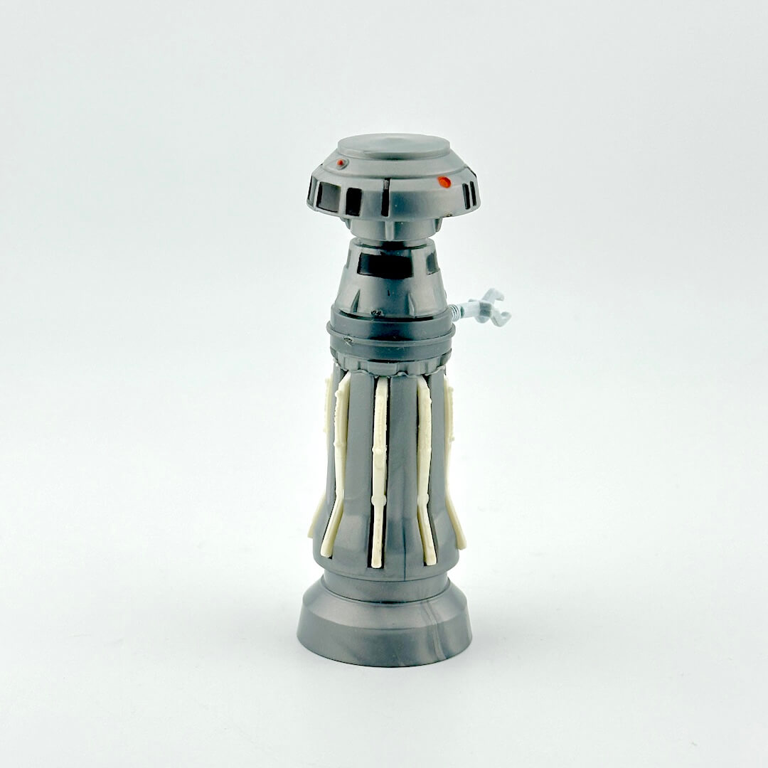 Gray robot figure on white background.