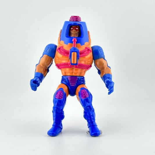 Colorful action figure with a blue and orange design on a white background