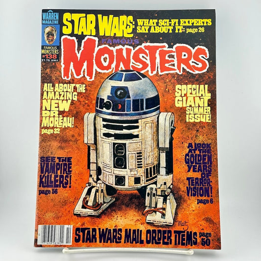 Magazine cover featuring R2-D2 from Star Wars on a 'Famous Monsters' background
