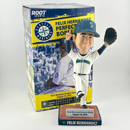 Bobblehead figure of a baseball player in front of its packaging