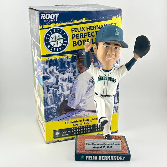 Bobblehead figure of a baseball player in front of its packaging