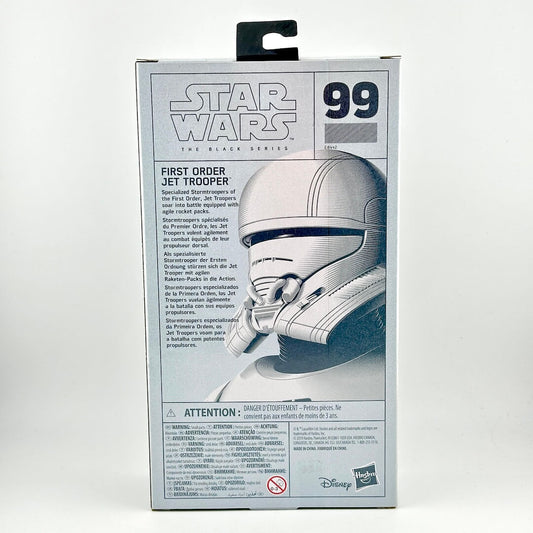 Back panel of Star Wars action figure packaging featuring character lore and sketch, and product information. 