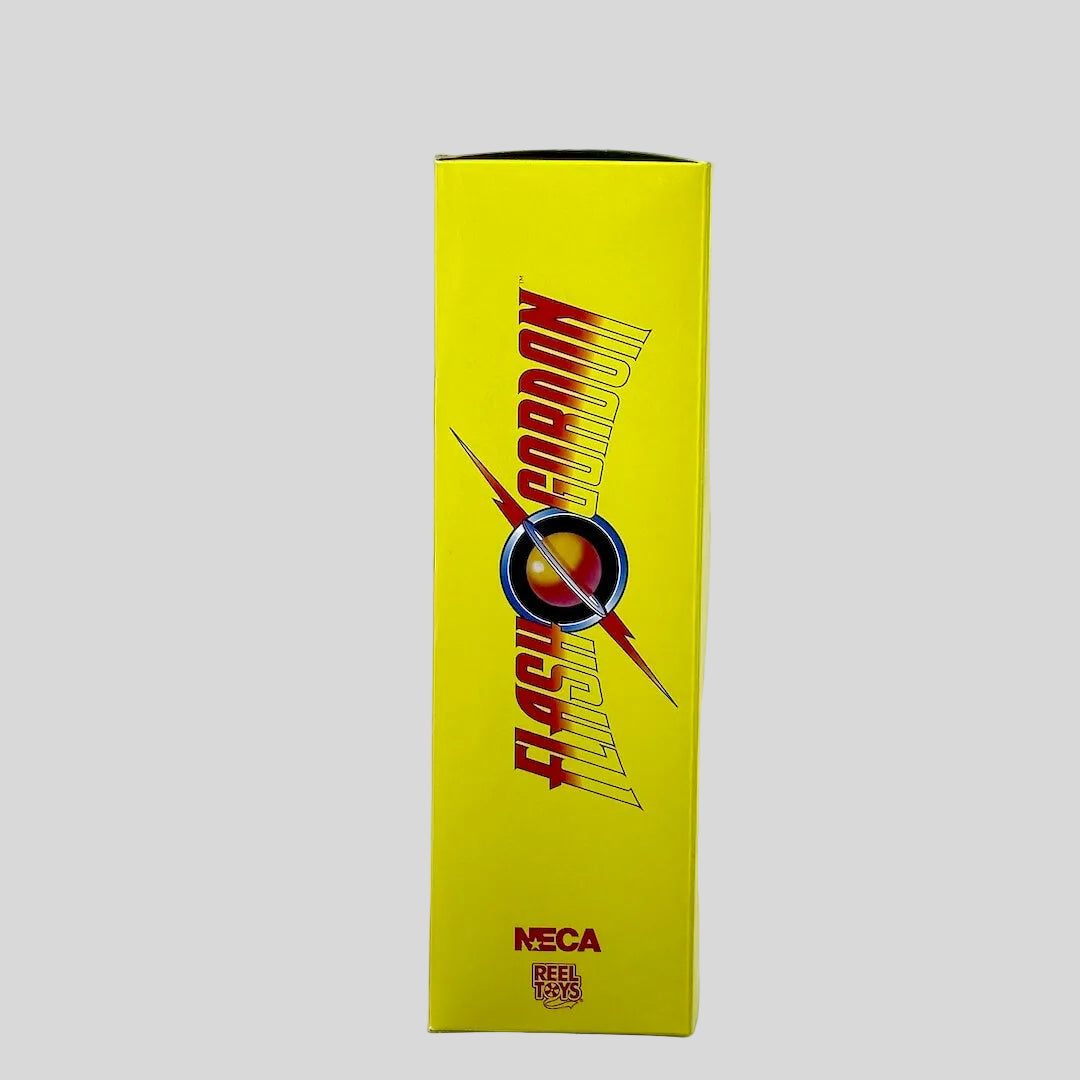 Yellow box with 'Flash Gordon' branding on a white background