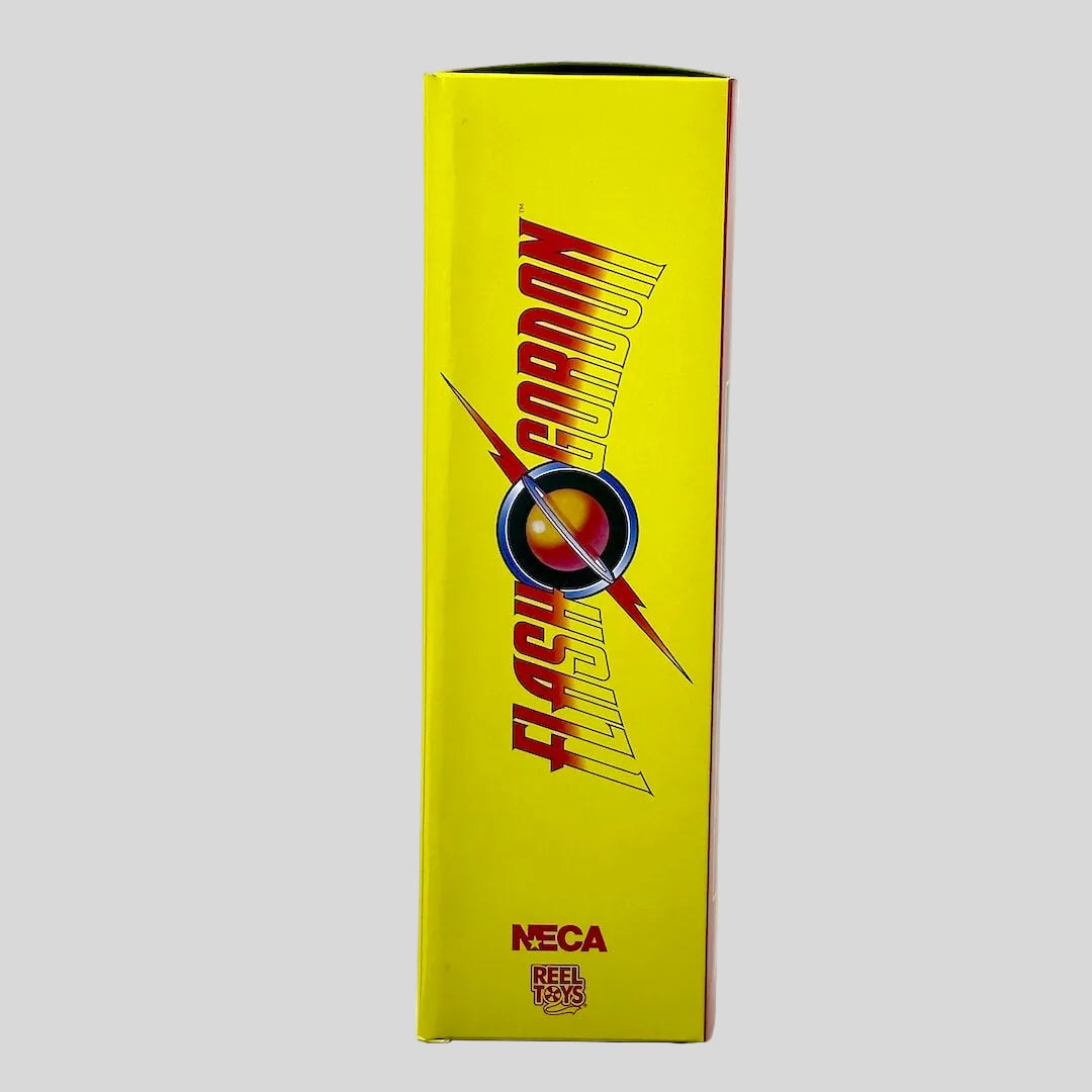 Yellow box with 'Flash Gordon' logo and NECA branding on a white background