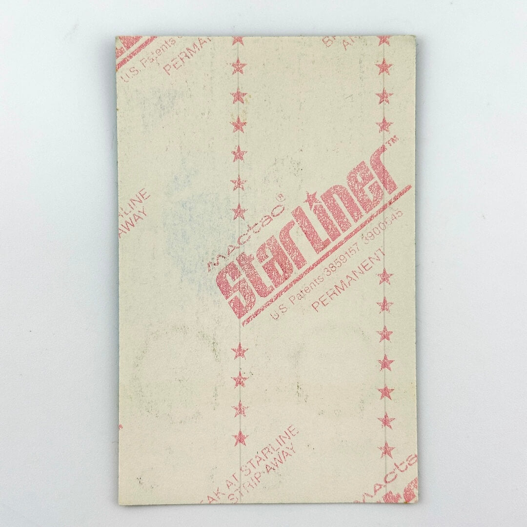 Backside of pass to show unused adhesive. 