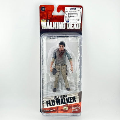 The Walking Dead Cell Block Flu Walker action figure in its original blister packaging.