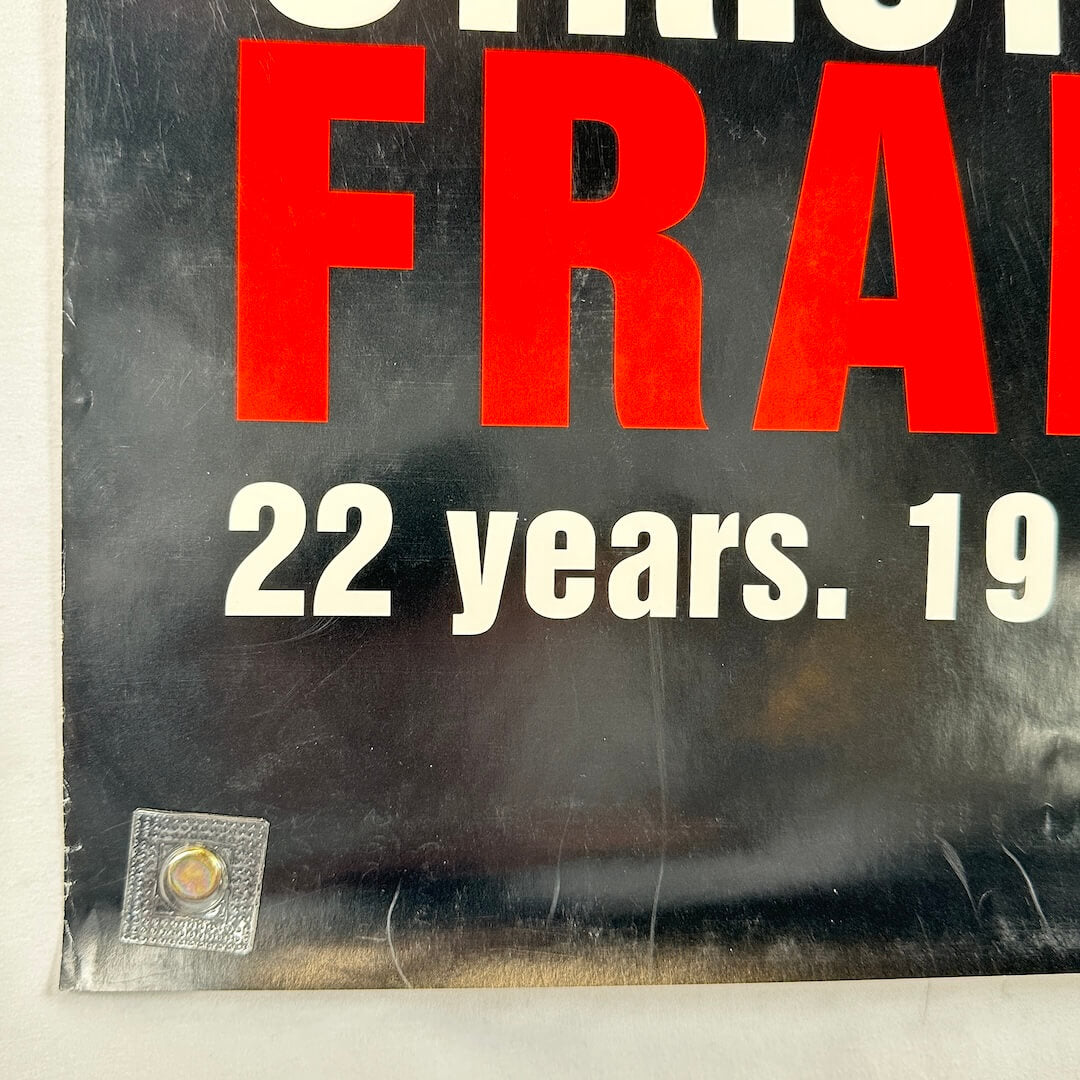 Bottom left corner of poster with scratches and some wear.