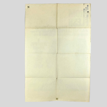 Backside of poster to show damage and printing on back.