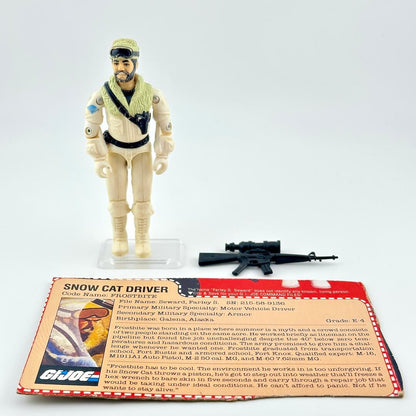GI Joe action figure with accessory and card against white background. 