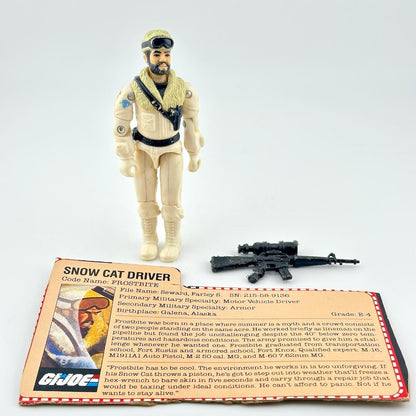 GI Joe action figure with accessory and card against white background. 
