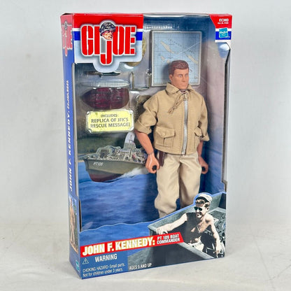 G.I. Joe action figure in packaging with John F. Kennedy on a white background