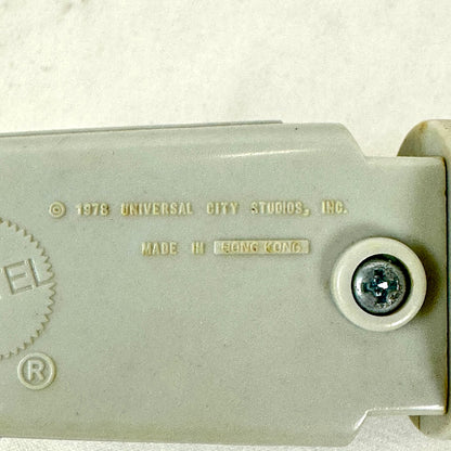 Close-up of underside showing copyright and manufacturing information. 