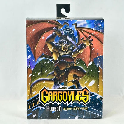 Boxed action figure of a gargoyle from 'Gargoyles' with colorful design on a white background