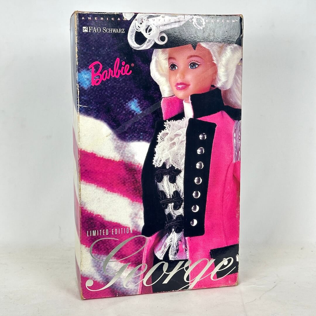Barbie doll in a George Washington costume packaging