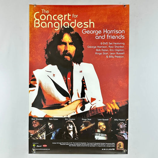 Poster for 'The Concert for Bangladesh' featuring George Harrison and other musicians.