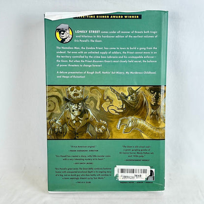 Back cover of the book by Eric Powell, featuring a dark green background with a central gold-toned illustration.