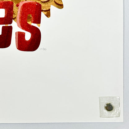 Lower right corner of print with undamaged corner and edges, featuring print number in pencil. 