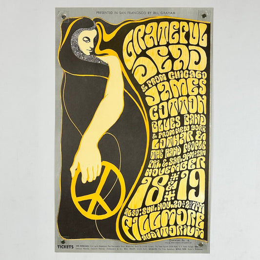 Grateful Dead concert poster with yellow text and black background
