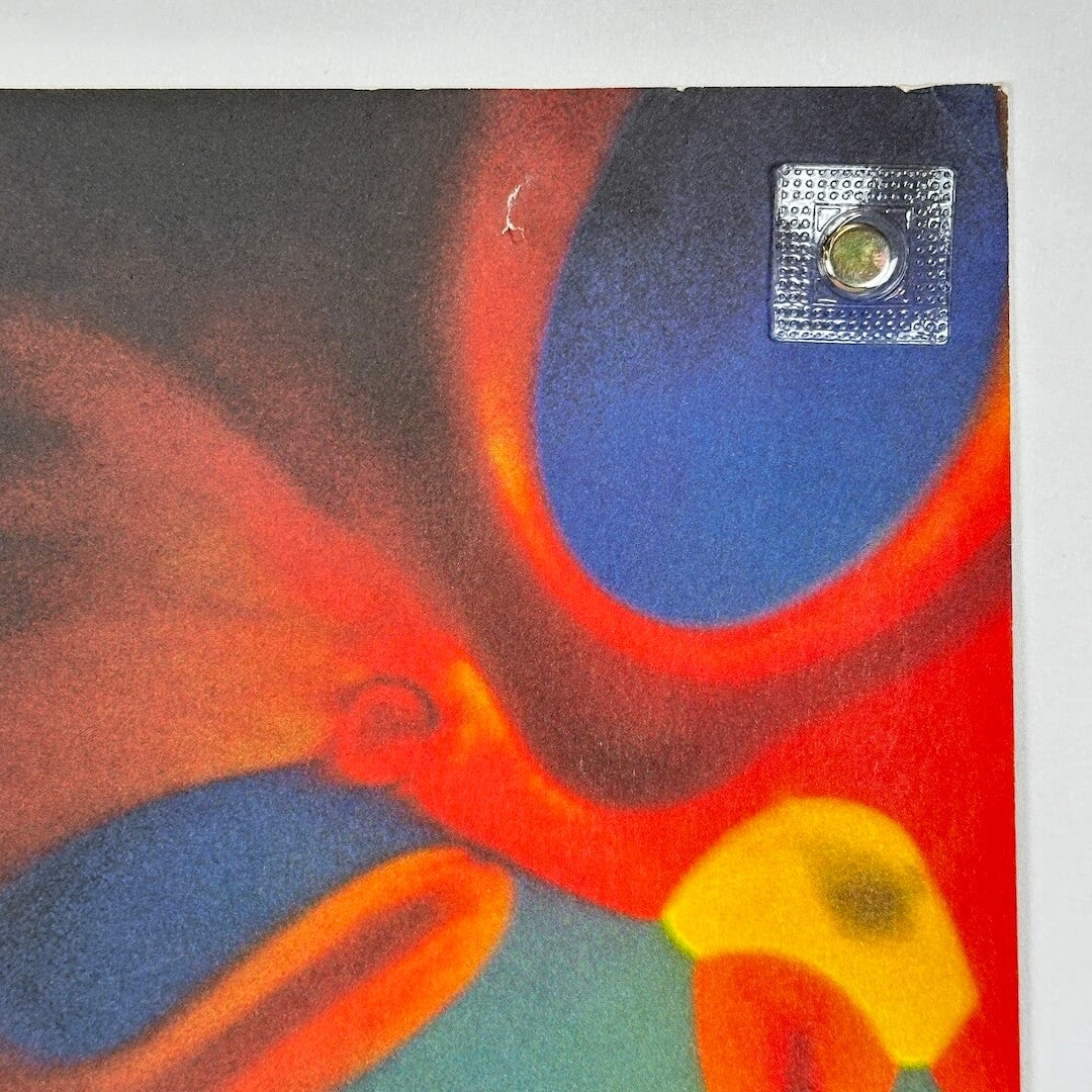 Top right corner of poster showing some minor damage to corner and poster about one inch from edge. 
