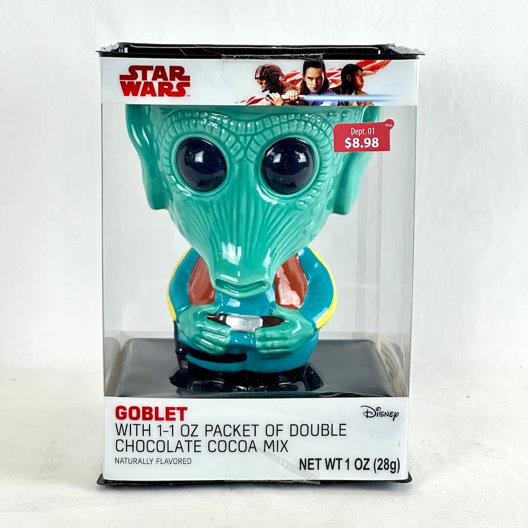 Star Wars Goblet in its original retail packaging, featuring a turquoise green mug inside a clear plastic box.