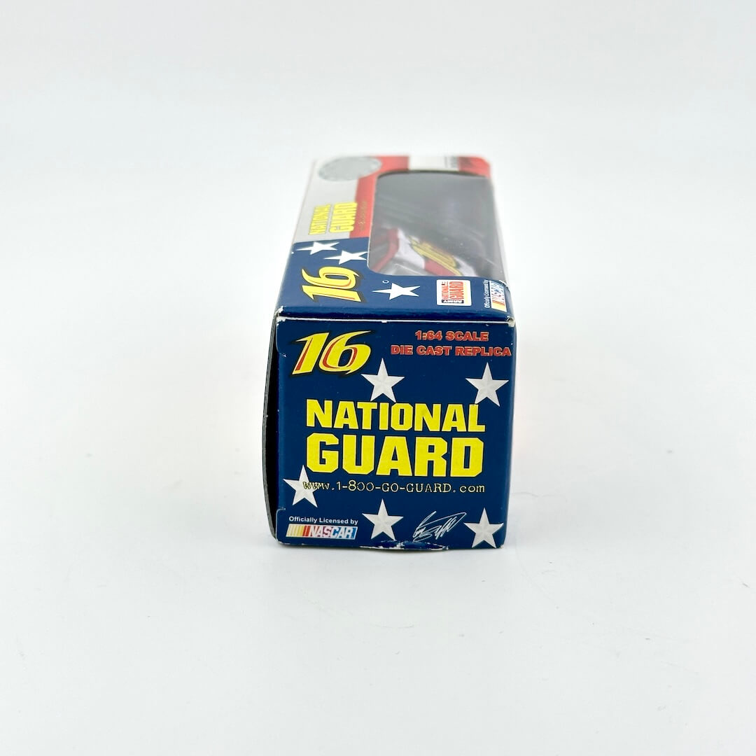 Model car packaging with 'National Guard' branding on a white background