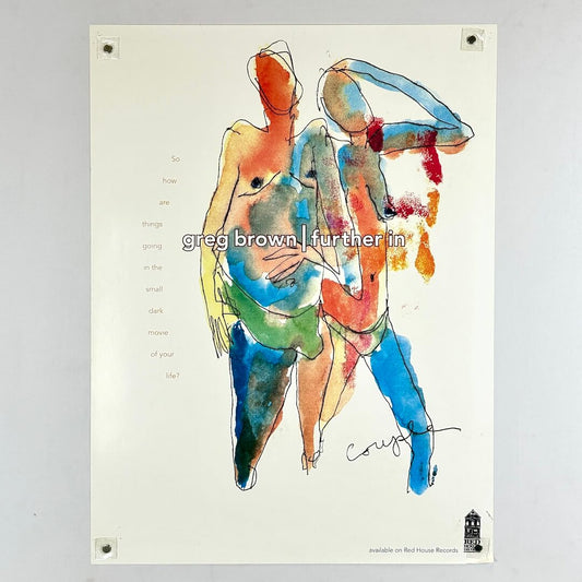 Poster for Greg Brown featuring abstract artwork of a couple and text. 