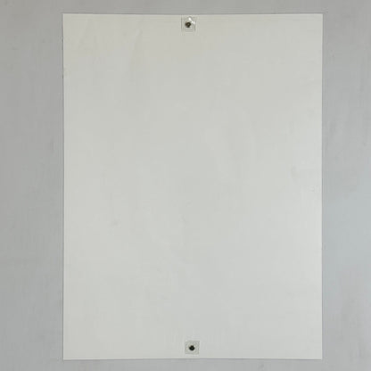 Backside of poster against white background.
