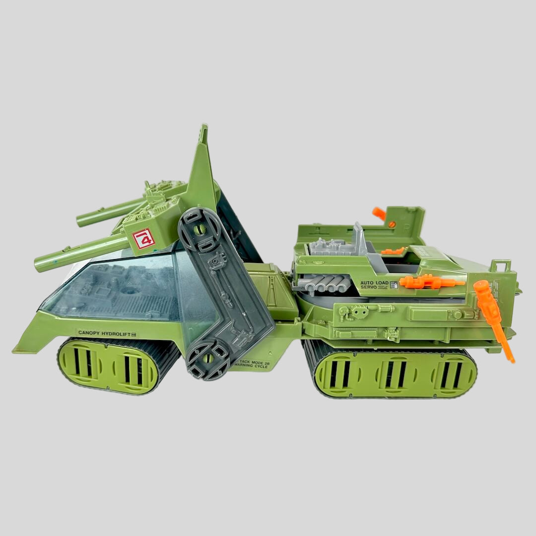Toy tank model on a white background
