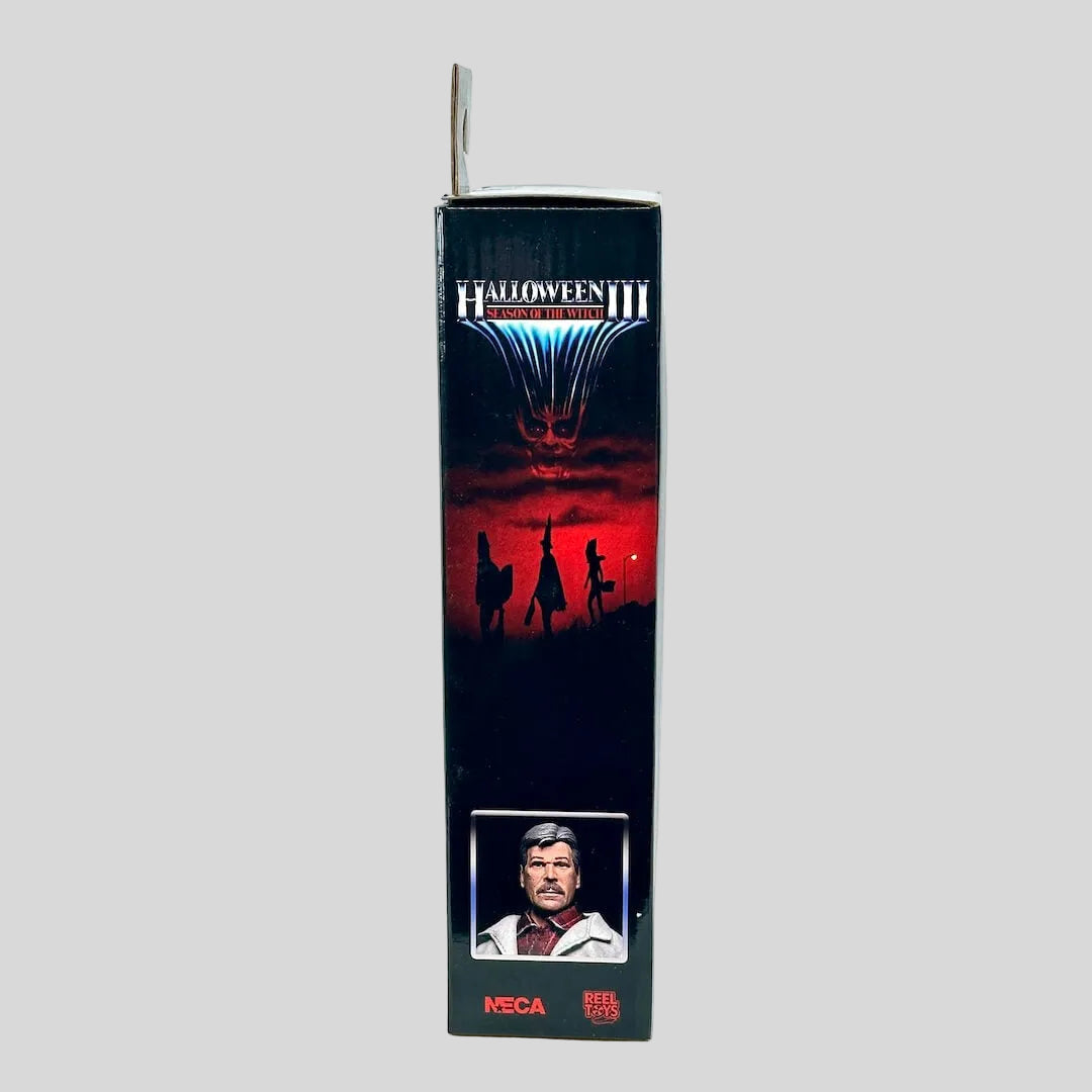 Halloween III action figure box with movie poster design on a white background