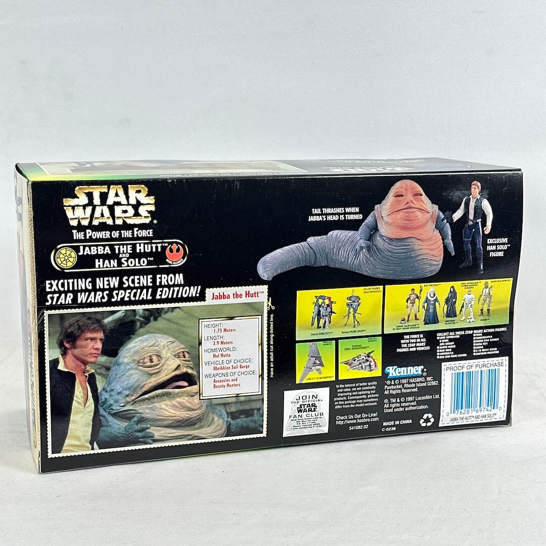 Star Wars packaging featuring Jabba the Hutt and Han Solo