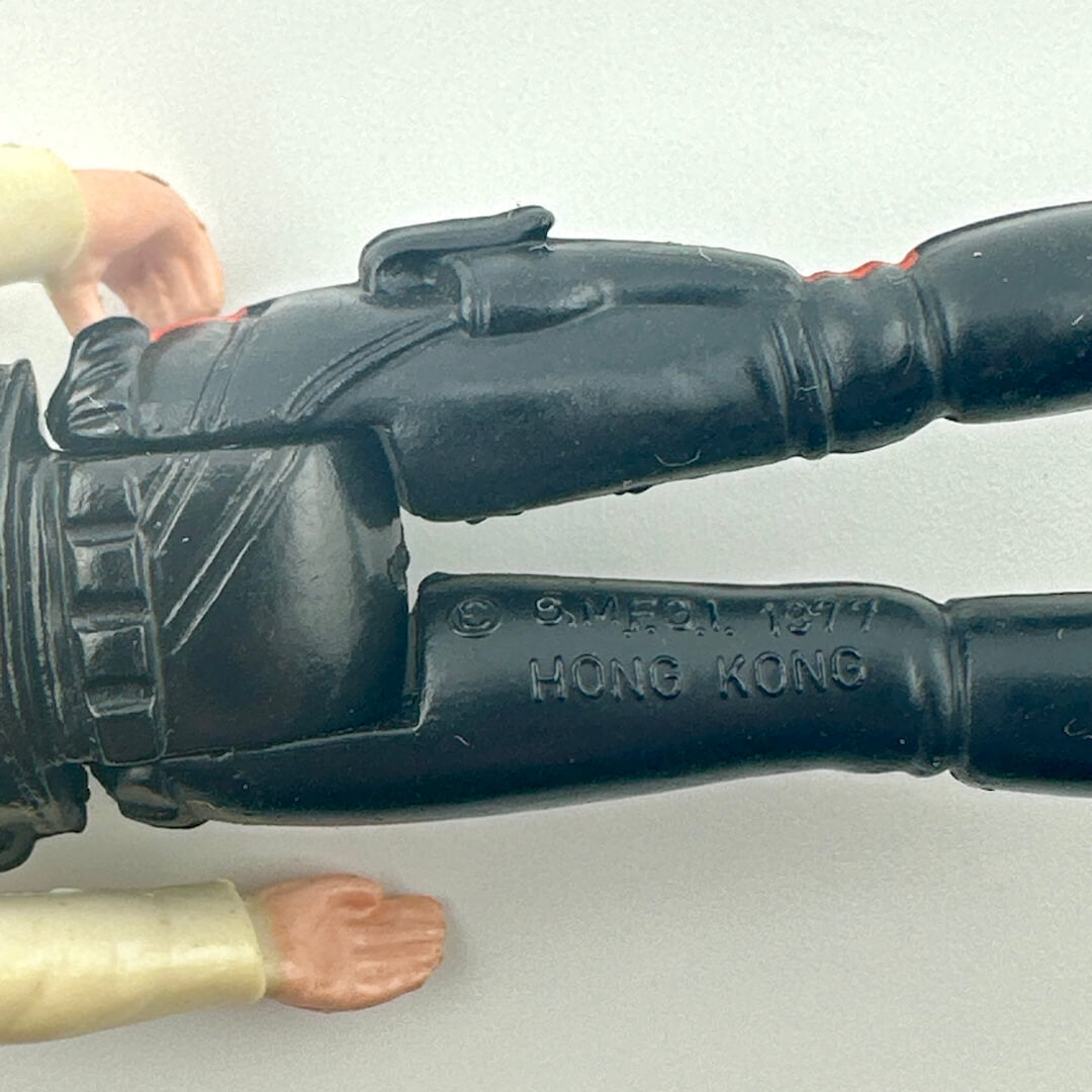 Back of figure's legs showing COO and copyright information. 