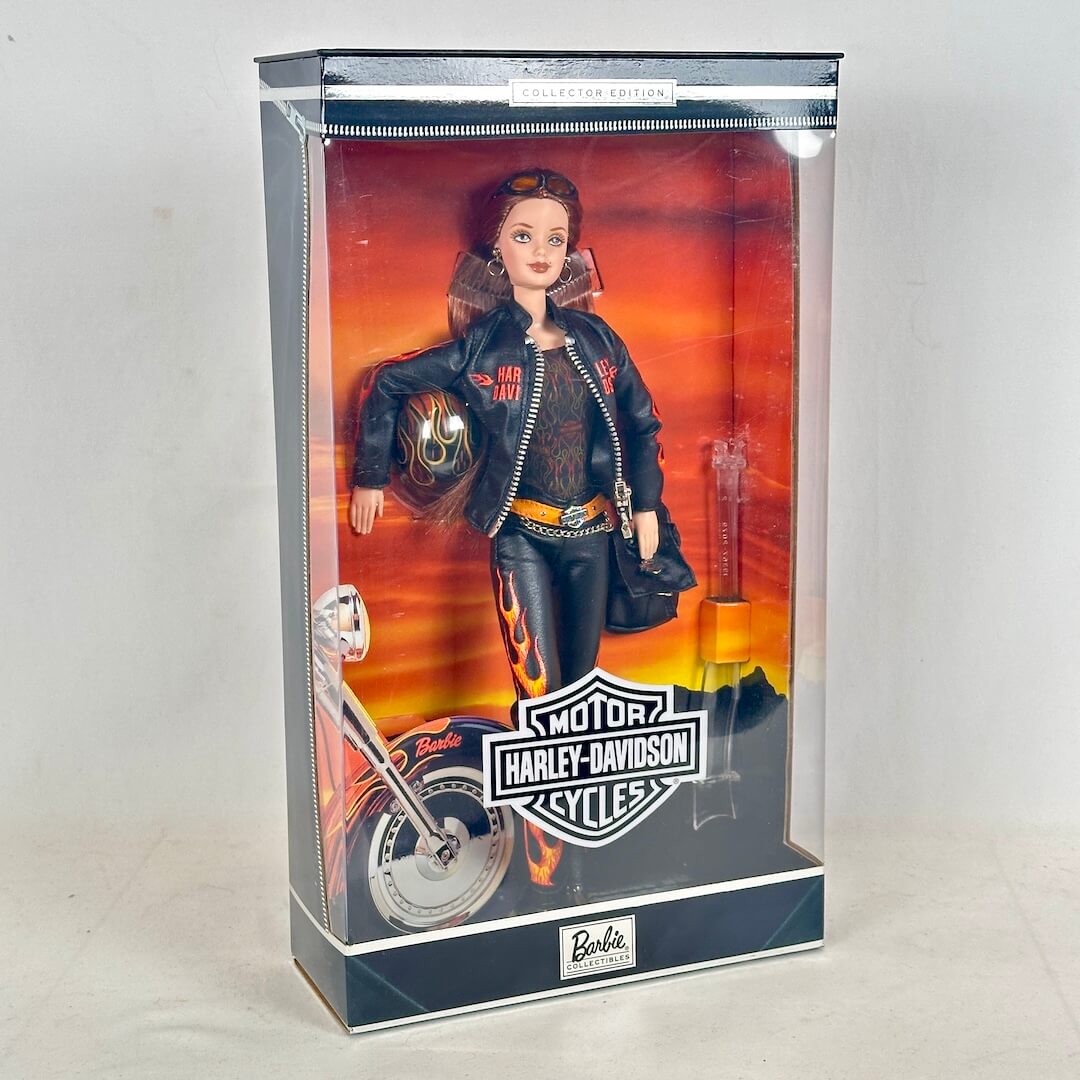 Barbie doll in Harley-Davidson motorcycle outfit packaging